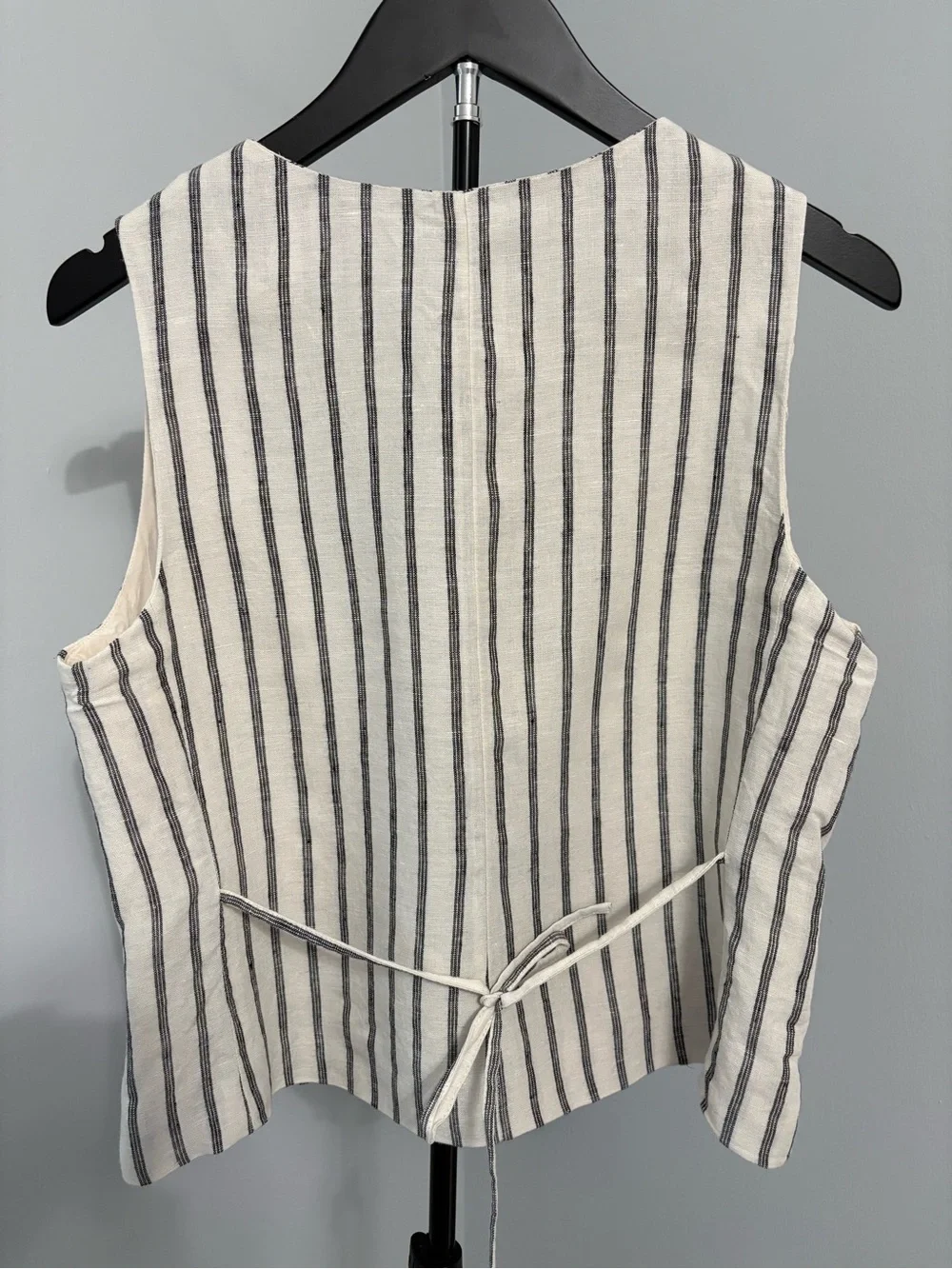 Crew Striped Linen Crewneck Vest Waistcoat Size 8 Quiet Luxury Minimalist